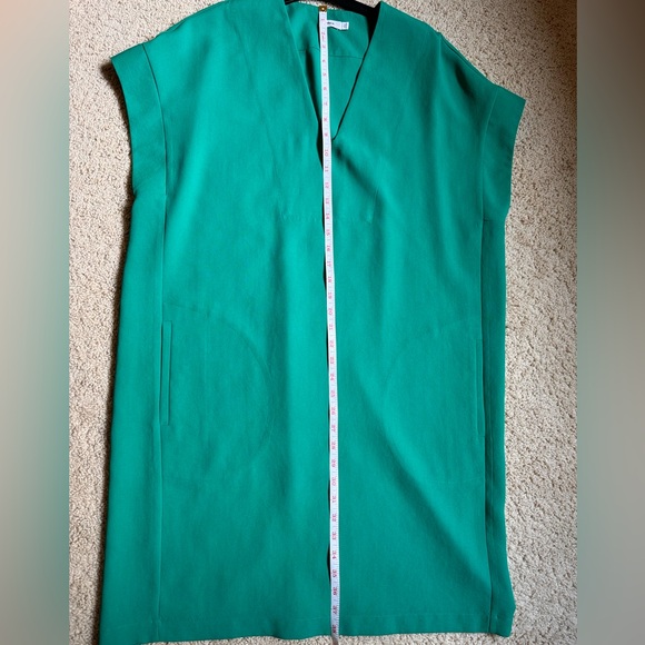 Vince Emerald Green V Neck Dolman Sleeve Knee Length Dress With Pockets - Picture 6 of 6